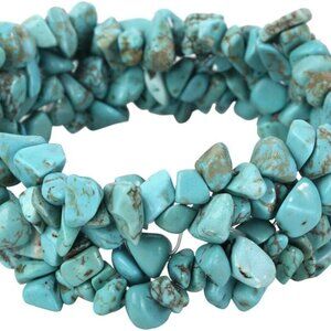 SALE - Turquoise Gemstone Beaded Stretch Bracelet - 5 Layers